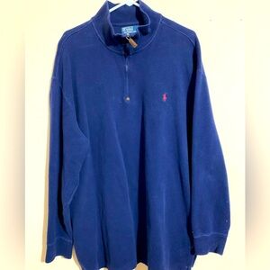 Polo Ralph Lauren Dark Blue Quarter Zip Cotton/Thermal Pullover Size 2XLB
